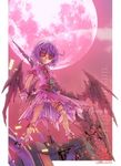  english g.haruka polearm purple_hair red_eyes remilia_scarlet short_hair solo spear spear_the_gungnir touhou weapon wings 
