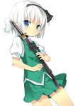  amaa_(chou_dennou_jidai) black_hairband bow hairband katana konpaku_youmu skirt solo sword touhou weapon white_hair 