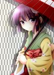  ayase_midori hieda_no_akyuu oriental_umbrella purple_eyes purple_hair solo touhou umbrella 