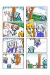  &gt;_&lt; 0_0 4koma 5girls :3 akita_neru chibi_miku closed_eyes coat comic crossover drill_hair dual_persona embarrassed hatsune_miku hiding kasane_teto kiyone_suzu long_hair minami_(colorful_palette) multiple_4koma multiple_girls shy side_ponytail snow sweatdrop translated tree twintails utau vocaloid winter_clothes yuki_miku |_| 