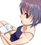  atsuko_(yojouhan) bad_id bad_pixiv_id book brown_eyes grey_hair nagato_yuki one-piece_swimsuit school_swimsuit short_hair solo suzumiya_haruhi_no_yuuutsu swimsuit 