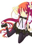  akiyoshi_(rahyang) black_legwear long_hair one_eye_closed pantyhose red_eyes red_hair shakugan_no_shana shana solo very_long_hair 