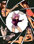  aiming_at_viewer bikini gun_barrel_sequence houraisan_kaguya inaba_tewi james_bond_(series) multiple_girls parody reisen_udongein_inaba swimsuit touhou umiwata yagokoro_eirin 