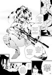  comic greyscale gun hard_translated hat highres monochrome rifle shameimaru_aya tokin_hat touhou translated weapon wi-z_garage 