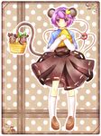  animal_ears bad_id bad_pixiv_id basket bird blush border bow capelet cat cheese cosplay dress food hairband heart kaenbyou_rin kaenbyou_rin_(cat) kemonomimi_mode kneehighs komeiji_satori kureha_goya nazrin nazrin_(cosplay) open_mouth pigeon-toed pink_eyes pink_hair polka_dot reiuji_utsuho reiuji_utsuho_(bird) short_hair socks tail touhou 