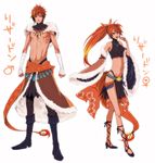  charizard high_heels orange_hair pants pokemon ponytail skirt smile tribal 