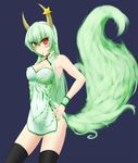  :o asa_inu breasts china_dress chinese_clothes covered_nipples dress ex-keine green_hair horns kamishirasawa_keine large_breasts long_hair red_eyes solo star tail thighhighs touhou wrist_cuffs 