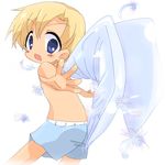  bad_id bad_pixiv_id blonde_hair blue_eyes clannad foreshortening male_focus maruma shirtless shorts solo sunohara_youhei wings 