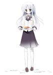  angel_beats! blush food hair_ornament highres karory kneehighs long_hair mapo_doufu pale_skin school_uniform shoes silver_hair socks solo tenshi_(angel_beats!) white_legwear yellow_eyes 