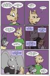  2018 anthro buckteeth clothed clothing comic donkey elephant english_text equine horse jennifer_(study_partners) mammal open_mouth ragdoll_(study_partners) speech_bubble study_partners teeth text thunderouserections trunk tusks woody_(study_partners) young 