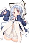  :o animal_ears animal_hood anus ass azur_lane bangs blue_coat blue_hair blush cameltoe capelet chang_chun_(azur_lane) commentary_request eyebrows_visible_through_hair fur-trimmed_capelet fur-trimmed_sleeves fur_trim hair_ornament hairclip hood hood_up hooded_capelet inyucchi legs_up long_hair long_sleeves looking_at_viewer lying no_shoes on_back open_mouth pantyhose pantyhose_pull parted_bangs purple_eyes sidelocks simple_background sleeves_past_fingers sleeves_past_wrists solo tiger_ears tiger_hood very_long_hair white_background white_legwear wide_sleeves 