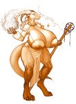  anthro big_breasts bikini breasts clothing demon female horn huge_breasts hyper hyper_breasts loincloth magic ndragon3 solo staff standing swimsuit voluptuous 