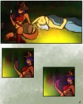  anthro book clothed clothing collar comic duo feline female firepawdacat fur hair lodi lodish magic magic_user mammal orange_fur purple_hair sleeping witch 