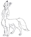  bottomless canine clothed clothing disney fox foxtaur mammal metalpandora monochrome necktie nick_wilde taur zootopia 