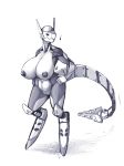  anthro big_breasts breasts cybernetics cyborg dragon female huge_breasts hyper hyper_breasts machine ndragon3 nipples nude pussy restricted_palette solo standing voluptuous 