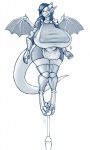  anthro big_breasts breasts dragon eyewear female glasses hair horn huge_breasts mature_female ndragon3 nipple_bulge smile solo voluptuous wings 