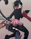  anthro anus balls butt cat clothed clothing crossdressing disembodied_hand feline girly group hi_res looking_at_viewer looking_back male male_focus mammal penis purpurrot ren solo_focus whiskers 