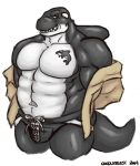  anthro bulge cetacean clothing colored_sketch male mammal marine mature_male muscular muscular_male noodlebeast_(artist) orca smile solo tattoo underwear whale 