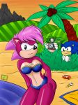  anthro beach breasts camera clothing female hair hedgehog looking_at_viewer mammal manic_the_hedgehog randomobliquity_(artist) seaside sonia_the_hedgehog sonic_(series) sonic_the_hedgehog swimsuit 