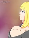  1girl artist_request blonde_hair breasts cleavage large_breasts naruto naruto_shippuuden samui smile 