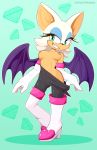  2018 anthro areola armwear bat bat_wings blue_eyes breasts camel_toe clothed clothing eyelashes eyeshadow female footwear hair hi_res makeup mammal membranous_wings nipples rouge_the_bat smile solo sonic_(series) undressing white_hair whygena wings 