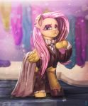  2018 absurd_res clothing ear_piercing equine feathered_wings feathers feral fluttershy_(mlp) friendship_is_magic hair hi_res long_hair looking_at_viewer makreup mammal mrs1989 my_little_pony pegasus piercing pink_hair solo wings 