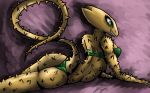  16:10 anthro bikini breasts butt clothing female green_eyes horridus scalie simple_background solo spikes swimsuit thorny_devil x138x 