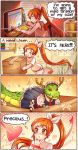  &lt;3 ambiguous_gender blush clothing comic dragon eastern_dragon english_text female feral green_scales hair horn human humor k009 maid_uniform mammal miss_kobayashi&#039;s_dragon_maid red_eyes scales text tohru_(dragon_maid) uniform 