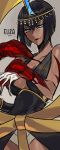  1girl blood blue_eyes bone breasts cleavage dark_skin dress eliza_(skullgirls) lab_zero_games monster_girl skullgirls 