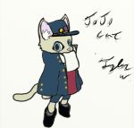  clothing digital_media_(artwork) feline_(species) jojo&#039;s_bizarre_adventure jojo_cat_(character) jotaro_kujo_(character) 