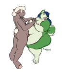  2018 anthro belly big_belly blue_hair canine caprine digital_media_(artwork) dog fur green_fur hair hand_holding husky indigoavemour_(artist) male male/male mammal moobs navel navel_fetish navel_penetration navel_poke nipples nude obese open_mouth orgasm overweight penetration penis sex sheep slightly_chubby white_fur 