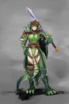  1girl claws lizard_girl lizardman_(monster_girl_encyclopedia) monster_girl monster_girl_encyclopedia standing sword tagme tail weapon 