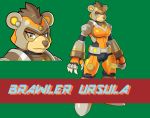  anthro armor bear brawler_ursula brown_hair claws fan_character female hair looking_at_viewer machine mammal mega_man_x robot solo text ultimatemaverickx 