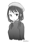  beret black_hair casual commentary_request graphite_(medium) greyscale hat monochrome signature sketch sweater takeomi_(shitamatsuge) tamura_yuri traditional_media turtleneck turtleneck_sweater twintails twitter_username watashi_ga_motenai_no_wa_dou_kangaetemo_omaera_ga_warui! 