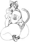  1boy animal_ears cat_ears cat_tail line_art obese sketch solo tagme tanuma_yuuichirou tatoo trap 