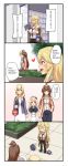  4koma :d ^_^ ^o^ ahoge alternate_costume alternate_hairstyle bag beret blonde_hair blue_eyes box breasts brown_hair casual character_doll character_request cleavage closed_eyes comic commentary_request contemporary copyright_request cosplay darkmaya double_bun english god_of_war hairband handbag hat heart height_difference highres holding holding_hands iowa_(kantai_collection) jervis_(kantai_collection) kantai_collection knuckles_the_echidna kongou_(kantai_collection) long_hair low-tied_long_hair makise_kurisu makise_kurisu_(cosplay) multiple_girls open_mouth pantyhose school_uniform serafuku shopping_bag smile sonic_the_hedgehog speech_bubble steins;gate surprised translated ugandan_knuckles warspite_(kantai_collection) 