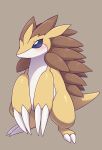  ambiguous_gender blue_eyes blush brown_background feral kajinchu nintendo pok&eacute;mon pok&eacute;mon_(species) sandslash simple_background standing video_games 