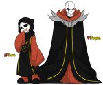  alternate_universe altertale animated_skeleton blood bone cape clothed clothing duo friisans gold_(metal) gold_tooth hood male not_furry papyrus_(undertale) robe sans_(undertale) simple_background skeleton skull undead underfell undertale video_games white_background 