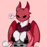  &lt;3 big_breasts breasts dragon dragon_princess female headshot huge_breasts knight_(towergirls) larger_female male marshmallow nervous red_skin saliva scalie simple_background size_difference smaller_male srmario sweat towergirls 
