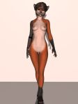  3d_(artwork) anthro breasts canine cybernetics cyborg dialogue digital_media_(artwork) dog female fox hair looking_at_viewer machine mammal nessa nipples nude pussy reflection solo standing vic34677 
