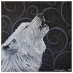  2018 ambiguous_gender arctic_wolf canine canvas chipper feral fur hi_res mammal open_mouth painting simple_background solo traditional_media_(artwork) white_fur wolf 