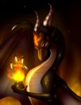  2016 2018 amber_eyes digital_media_(artwork) dragon feral fire horn icelectricspyro membranous_wings scalie solo western_dragon wings 