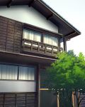  balcony commentary_request curtains day east_asian_architecture house naohiro no_humans original outdoors railing scenery sky tree wall window 