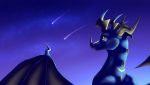  2015 digital_media_(artwork) dragon feral horn icelectricspyro night outside scales scalie sky spines star starry_sky western_dragon yellow_eyes 