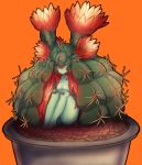  1girl cactus cactus_girl green_skin monster_girl plant plant_girl pot red_eyes tagme thorn 