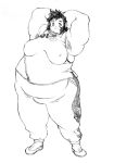 1boy black_hair fat line_art obese solo tanuma_yuuichirou 