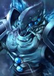  blue_eyes cocytus_(overlord) highres no_humans overlord_(maruyama) shoulder_armor signature solo spaulders upper_body 
