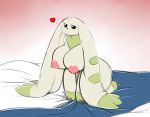 &lt;3 2016 all_fours anthro averyshadydolphin bed big_breasts breasts digimon female long_ears looking_at_viewer nipples nude simple_background solo terriermon 