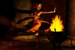  3d_(artwork) anthro caitian digital_media_(artwork) digitigrade feline fire fur m&#039;ress mammal redfern star_trek 