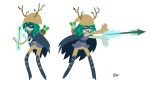  adventure_time antlers archer archer_glove arrow_(weapon) boots branch cartoon_network cloak clothing dryad elemental_creature elemental_humanoid eye_mask female ferretface99 flora_fauna footwear gloves green_body green_eyes green_sclera green_skin handwear high_heeled_boots high_heels hood horn humanoid huntress_wizard laced_boots leaf leaf_hair magic not_furry plant plant_hair plant_humanoid pseudo_hair quiver_(object) ranged_weapon shirt shoes solo topwear tunic weapon 